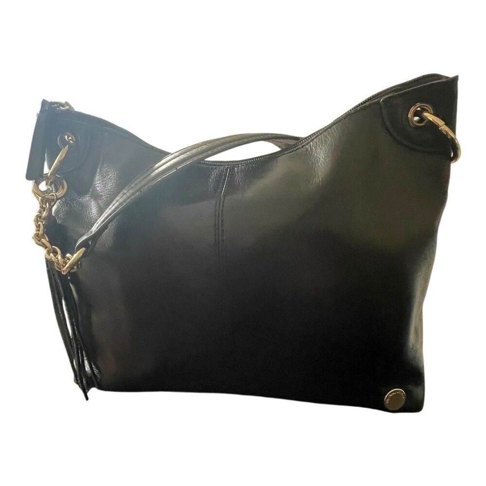 Tignanello Black Leather Shoulder Bucket Bag 12.5”{L}X9.5{H}X4.5”{W} Purse Work - Picture 2 of 13